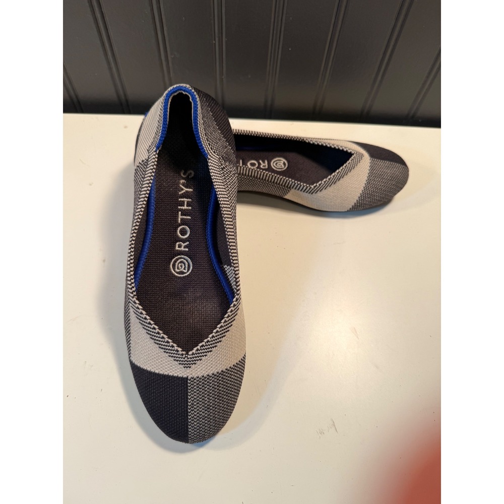 Rothys round toe Flats Grey Birdseye Colorblock round Toe Shoes Womens 6.5